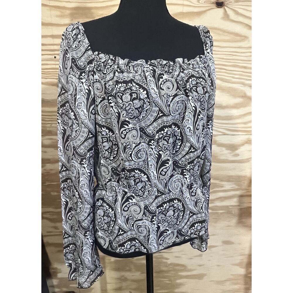 The Limited Silk Brown Paisley Top Blouse Vintage Floral Cottagecore Sz M Retro